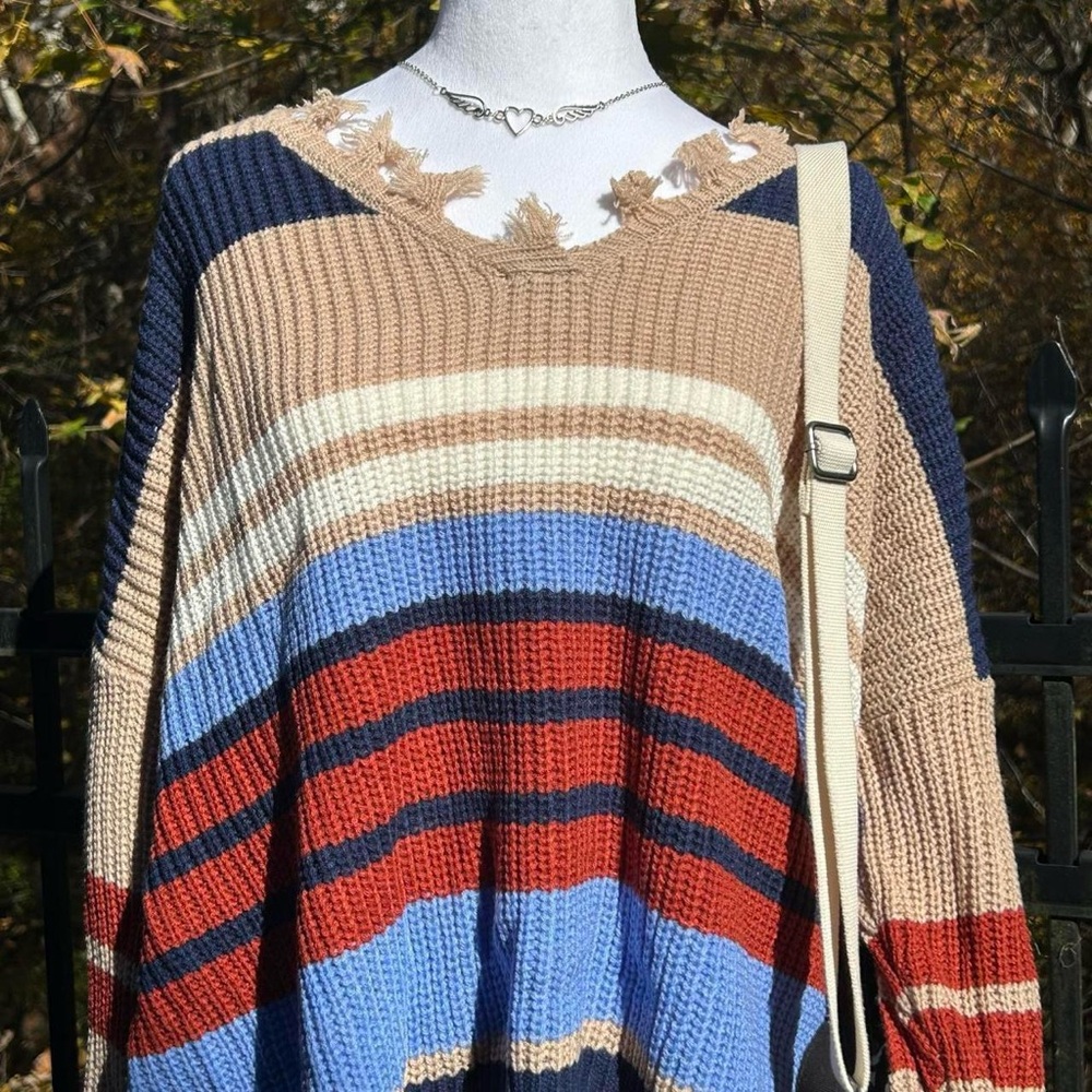 Striped Fringe Sweater